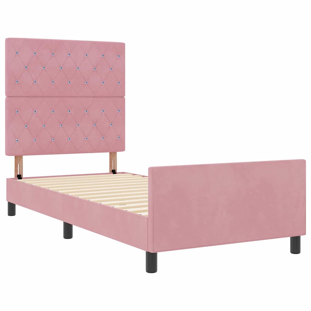 Boxspringbett mit Kopfteil Rosa 90 x 190 cm Samt