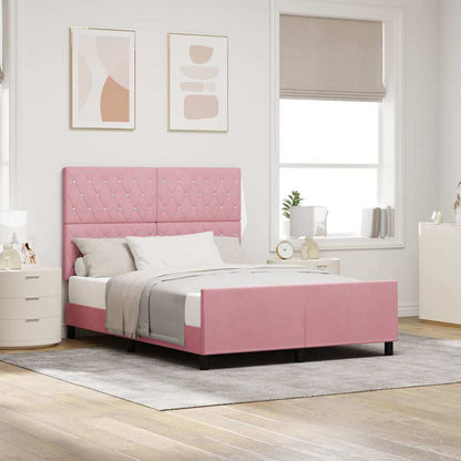 Boxspringbett mit Kopfteil Rosa 140 x 200 cm Samt
