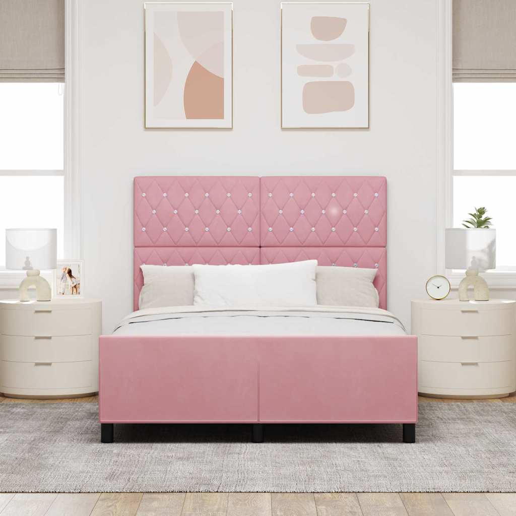 Boxspringbett mit Kopfteil Rosa 140 x 200 cm Samt