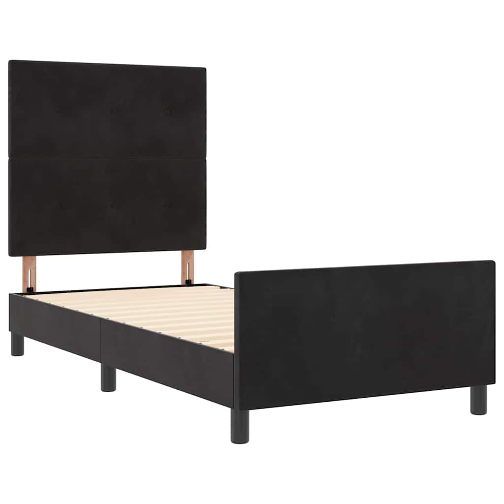Boxspringbett mit Kopfteil Schwarz 100 x 200 cm Samt