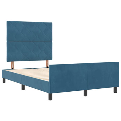 Boxspringbett mit Kopfteil Dunkelblau 120 x 200 cm Samt