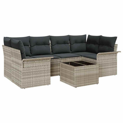 Garten-Sofa-Set mit Kissen 7 pcs Hellgrau und Dunkelgrau