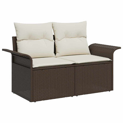 Garten-Sofa-Set mit Kissen mit Speicher 4 pcs Braun Poly Rattan