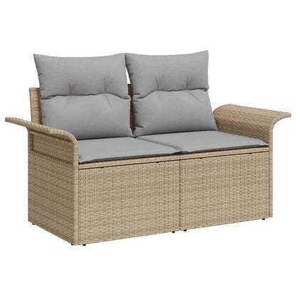 Garten-Sofa-Set mit Kissen mit Speicher 4 pcs Beige Poly Rattan