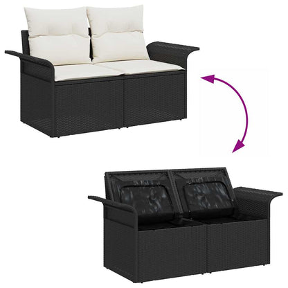 Gartensofa-set mit Speicher 4 pcs Schwarz Poly-Rattan