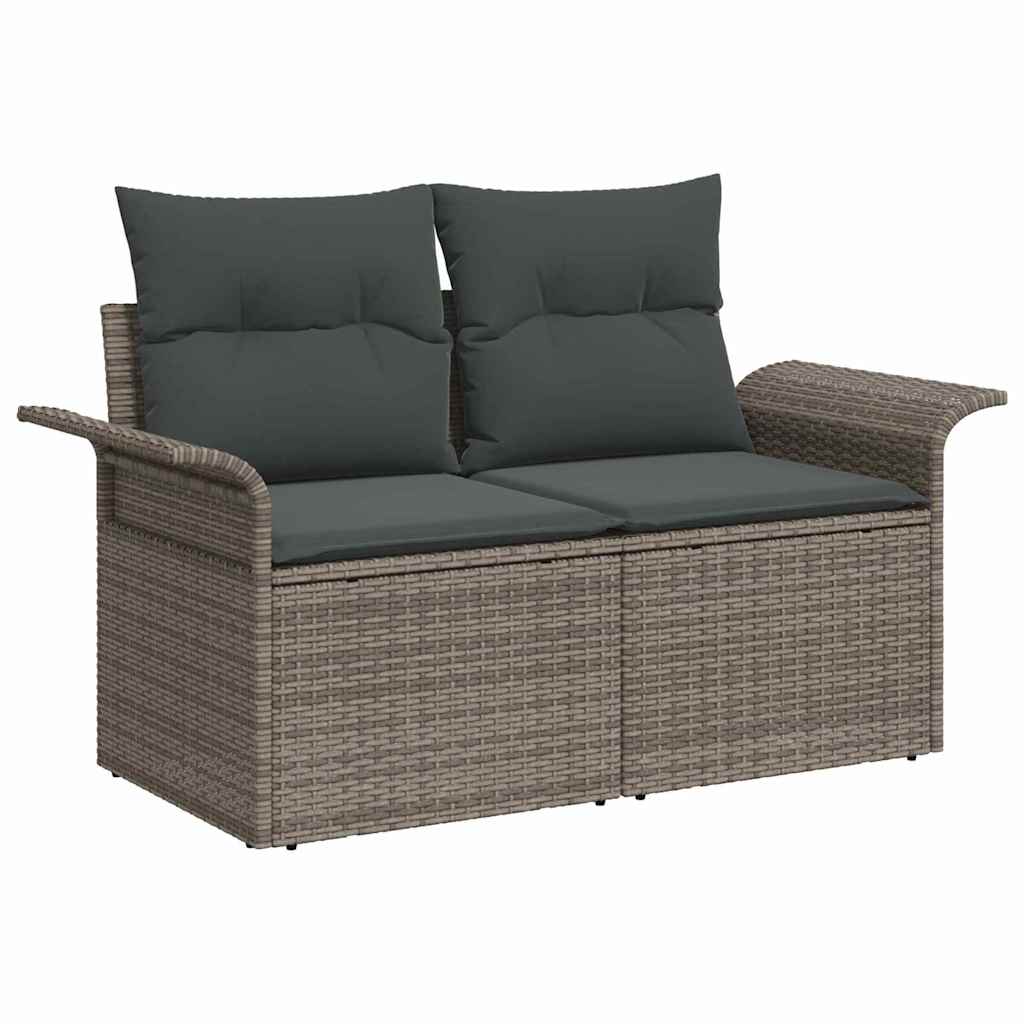 Gartensofa-set mit Speicher 4 pcs Grau Poly-Rattan
