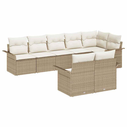 Gartensofa-set mit Speicher 8 pcs Beige Poly-Rattan