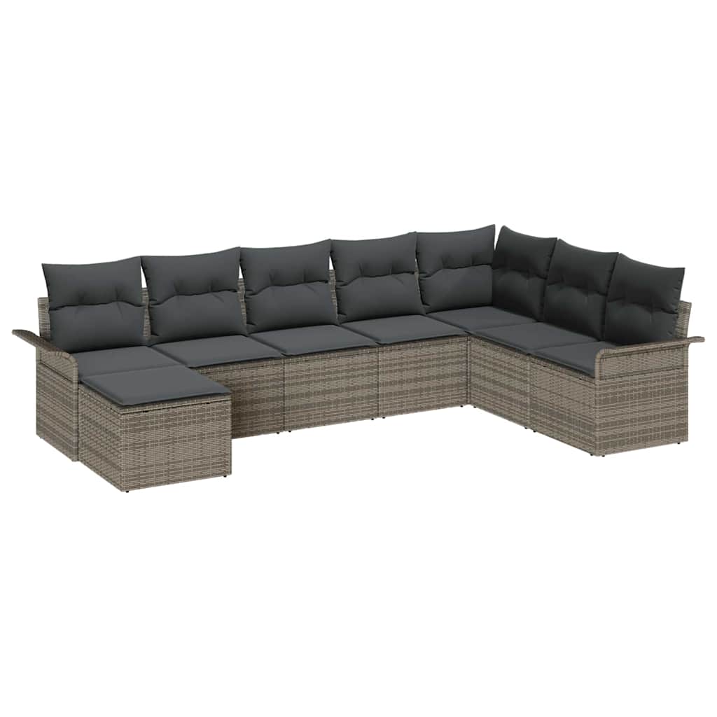 Gartensofa-set mit Kissen mit Speicher 8 pcs Grau Poly Rattan