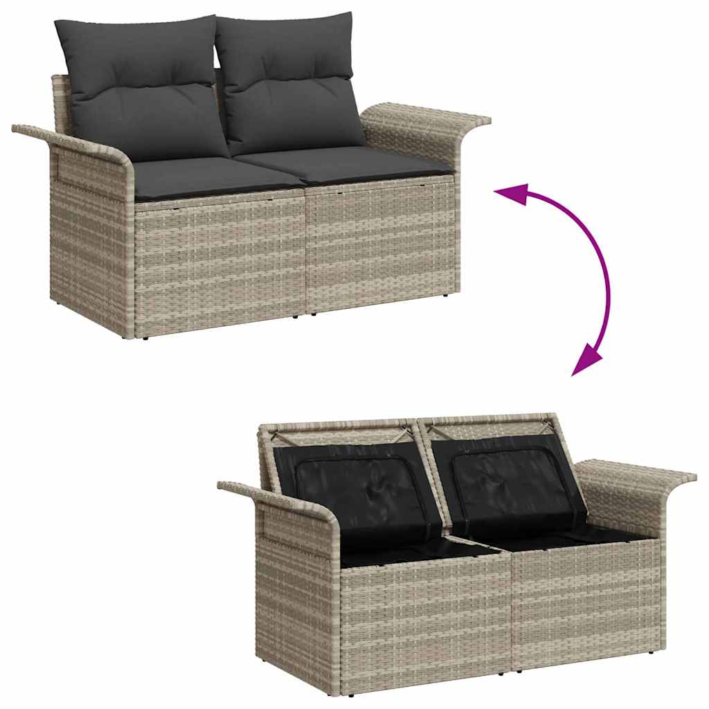 Gartensofa-set mit Speicher 10 pcs Hellgrau Poly-Rattan
