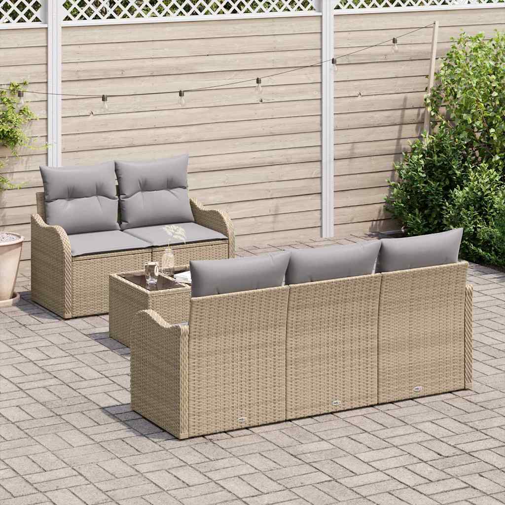 Garten-Sofa-Set mit Kissen mit Speicher 6 pcs Beige und Grau