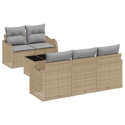 Garten-Sofa-Set mit Kissen mit Speicher 6 pcs Beige und Grau