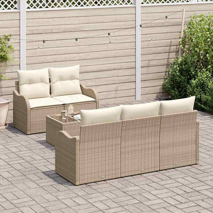 Garten-Sofa-Set mit Kissen mit Speicher 6 pcs Beige und Creme