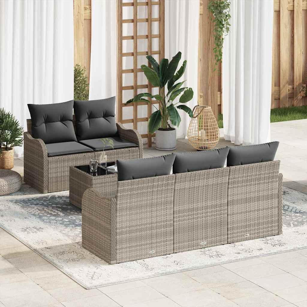 Garten-Sofa-Set mit Kissen 6 pcs Hellgrau und Dunkelgrau