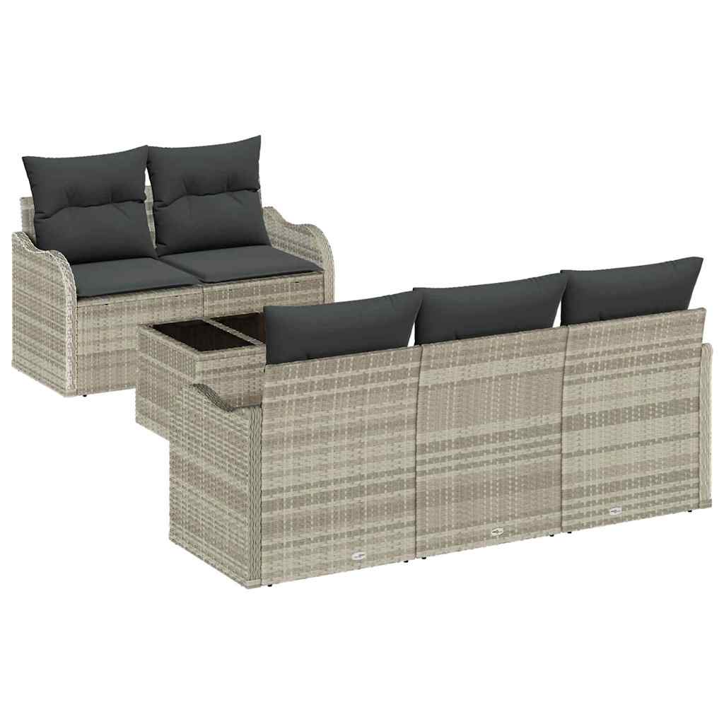 Garten-Sofa-Set mit Kissen 6 pcs Hellgrau und Dunkelgrau