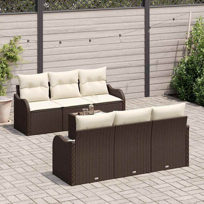 Garten-Sofa-Set mit Kissen mit Speicher 7 pcs Braun und Creme