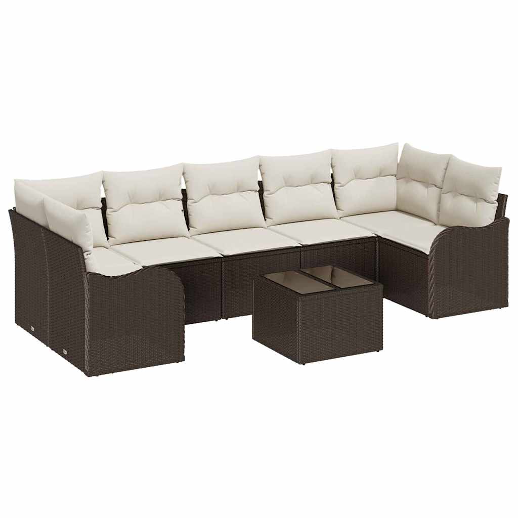Garten-Sofa-Set mit Kissen mit Speicher 8 pcs Braun und Creme