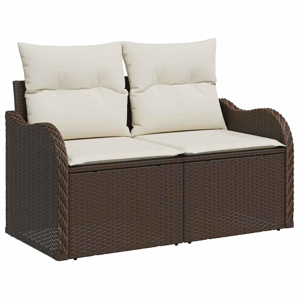 Garten-Sofa-Set mit Kissen mit Speicher 8 pcs Braun und Creme