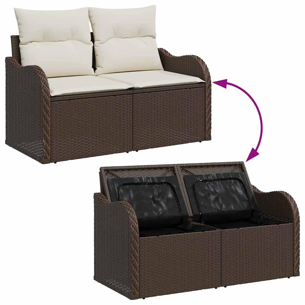 Garten-Sofa-Set mit Kissen mit Speicher 8 pcs Braun und Creme