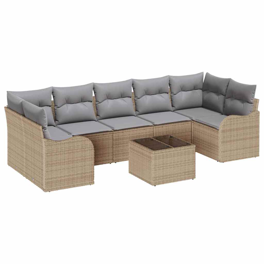 Gartensofa-set mit Kissen mit Speicher 8 pcs Beige und Grau
