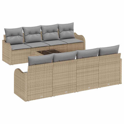 Garten-Sofa-Set mit Kissen mit Speicher 9 pcs Beige und Grau