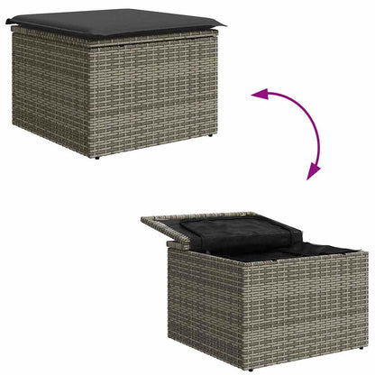 Gartensofa-set mit Speicher 4 pcs Grau Poly-Rattan