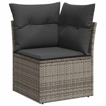 Gartensofa-set mit Speicher 4 pcs Grau Poly-Rattan