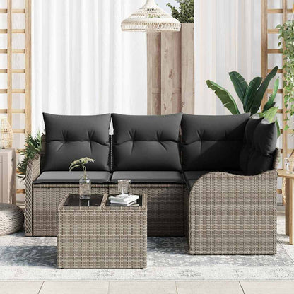 Gartensofa-set mit Speicher 5 pcs Schwarz Poly-Rattan