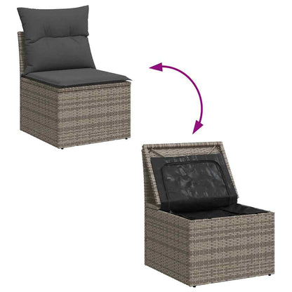 Gartensofa-set mit Speicher 5 pcs Schwarz Poly-Rattan
