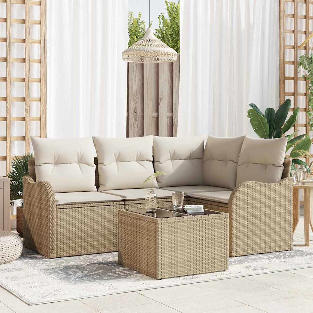 Gartensofa-set mit Speicher 5 pcs Braun Poly-Rattan