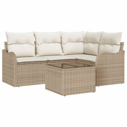 Gartensofa-set mit Speicher 5 pcs Braun Poly-Rattan