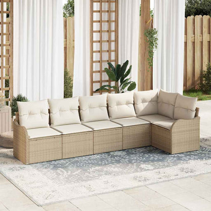 Gartensofa-set mit Speicher 6 pcs Beige Poly-Rattan