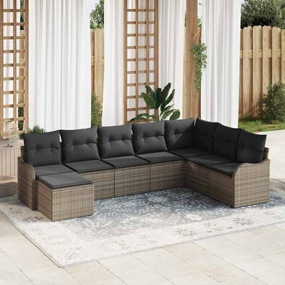 Garten-Sofa-Set mit Kissen 8 pcs Grau Poly Rattan