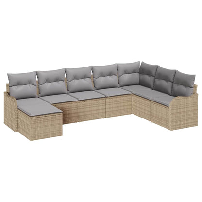 Garten-Sofa-Set mit Kissen 8 pcs Beige und Hellgrau Poly Rattan