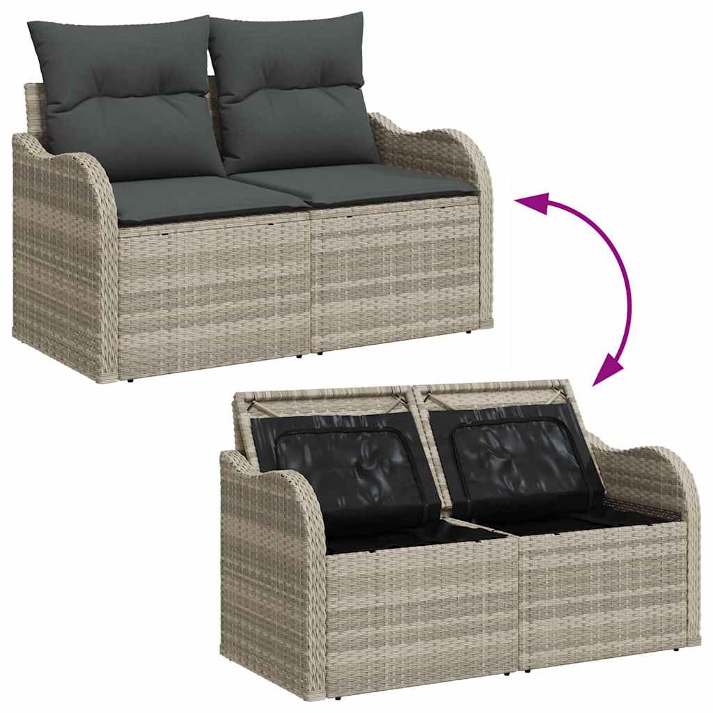 Gartensofa-set mit Speicher 10 pcs Hellgrau Poly-Rattan