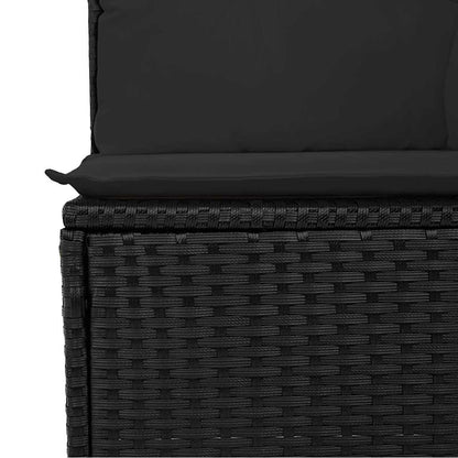 Garten-Sofa-Set 5 pcs Schwarz Poly-Rattan und Stahl und Glas