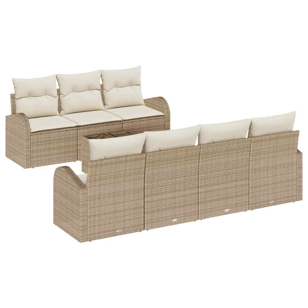 Garten-Sofa-Set mit Kissen mit Speicher 8 pcs Beige und Creme