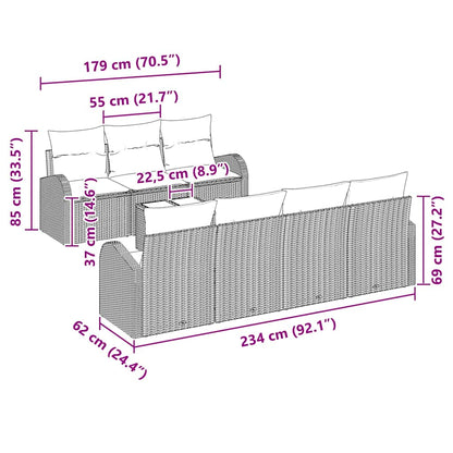 Garten-Sofa-Set mit Kissen mit Speicher 8 pcs Beige und Creme