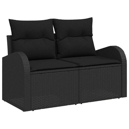 Sofa Set mit Kissen mit Speicher 5 pcs Schwarz Poly-Rattan