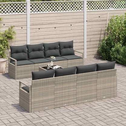 Gartensofa-set 9 pcs Hellgrau und Dunkelgrau Poly-Rattan