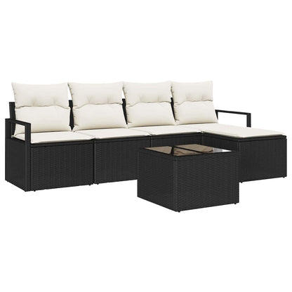 Sofa Set mit Kissen 6 pcs Braun und Creme Poly-Rattan