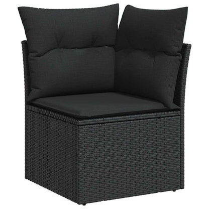 Sofa Set mit Kissen mit Speicher 5 pcs Schwarz Poly-Rattan