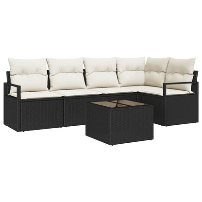 Gartensofa-set mit Kissen 6 pcs Braun und Creme Poly-Rattan
