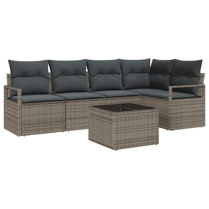 Gartensofa-set mit Kissen 6 pcs Hellgrau Poly-Rattan