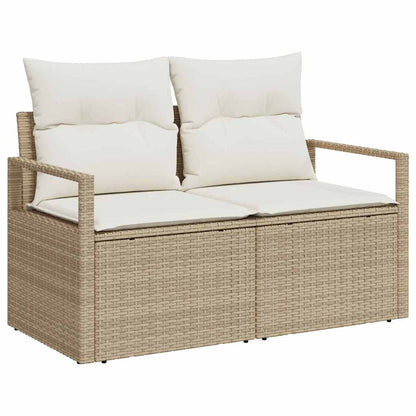 Gartensofa-set mit Kissen 6 pcs Beige und Creme Poly-Rattan