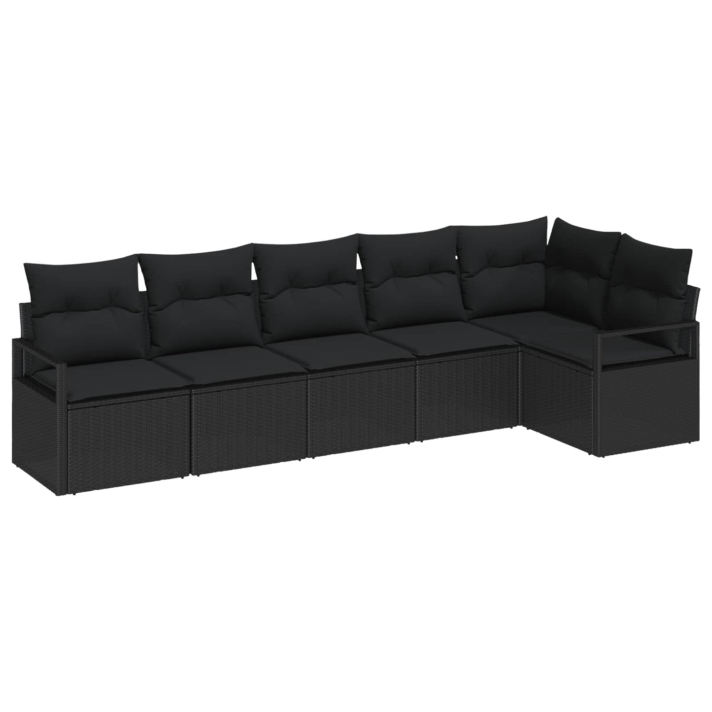 Gartensofa-set mit Kissen 6 pcs Schwarz Poly-Rattan