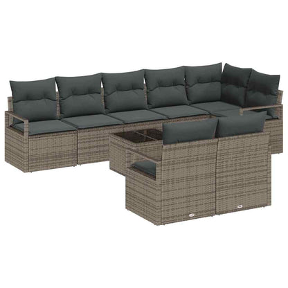Gartensofa-set mit Kissen 9 pcs Hellgrau Poly-Rattan