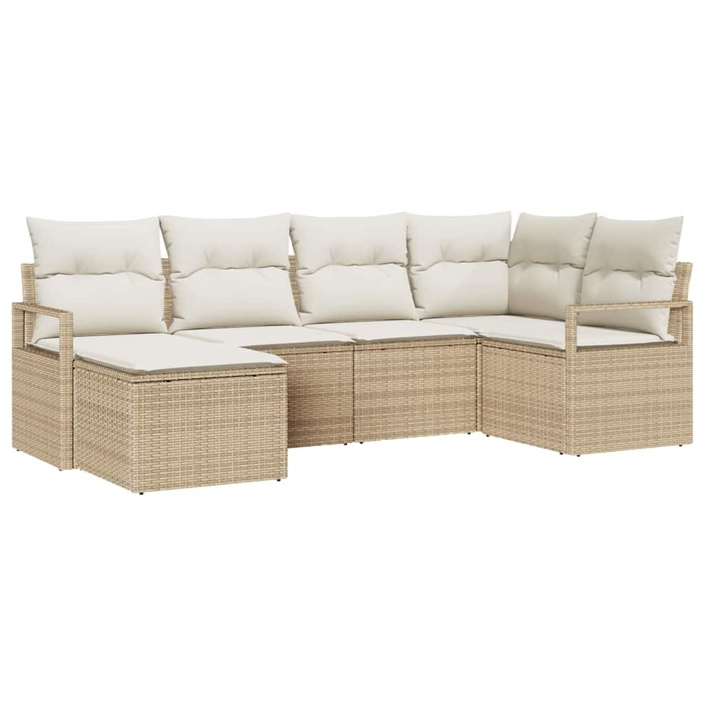 Sofa Set mit Kissen 8 pcs Beige und Creme Poly-Rattan