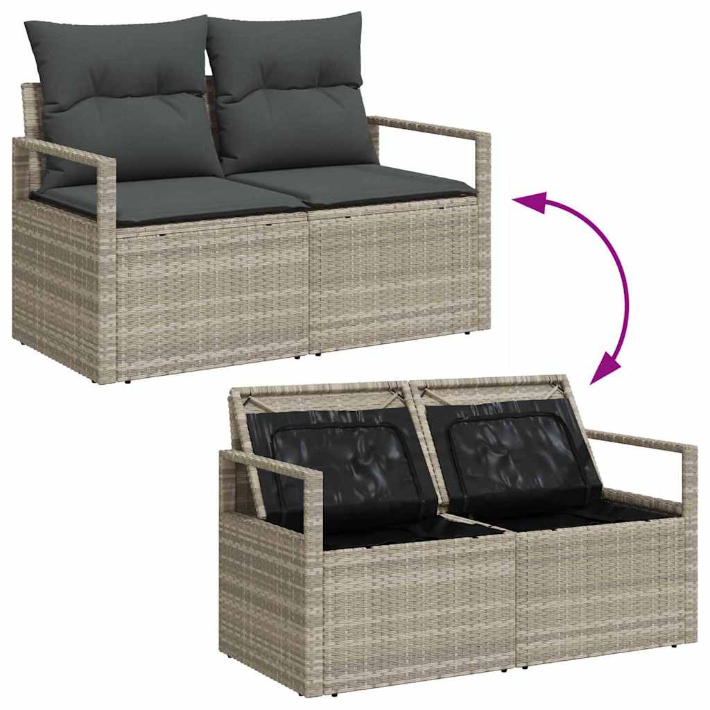Gartensofa-set mit Kissen 10 pcs Hellgrau Poly-Rattan