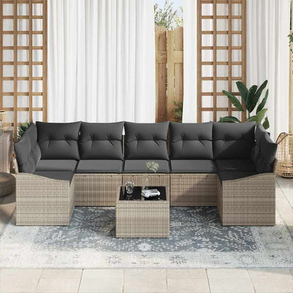 Sofa Set mit Kissen 8 pcs Hellgrau und Dunkelgrau Poly-Rattan