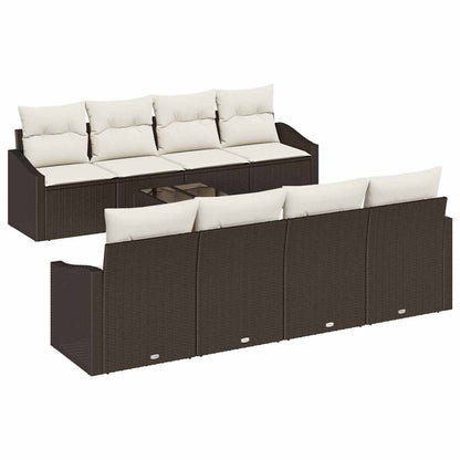 Sofa Set mit Kissen 7 pcs Braun und Creme Poly-Rattan